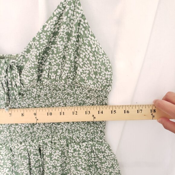 Shy & Sparrow Green Floral Pattern Spaghetti Strap Short Romper Size XL - Picture 8 of 16